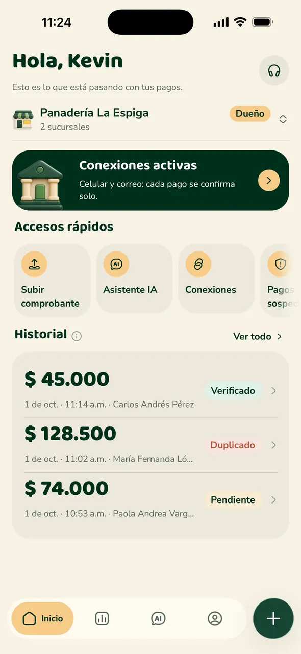 Subir un comprobante en la app de Verifika