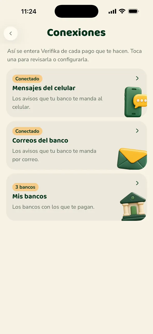 Conexiones en la app de Verifika